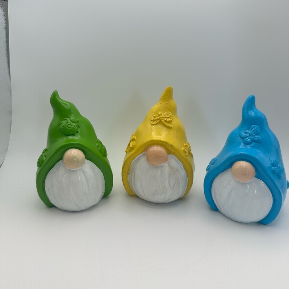 Set Of 3 Gnomes Garden Figures - Ladybug, Butterfly, & Dragonfly - 4” Tall